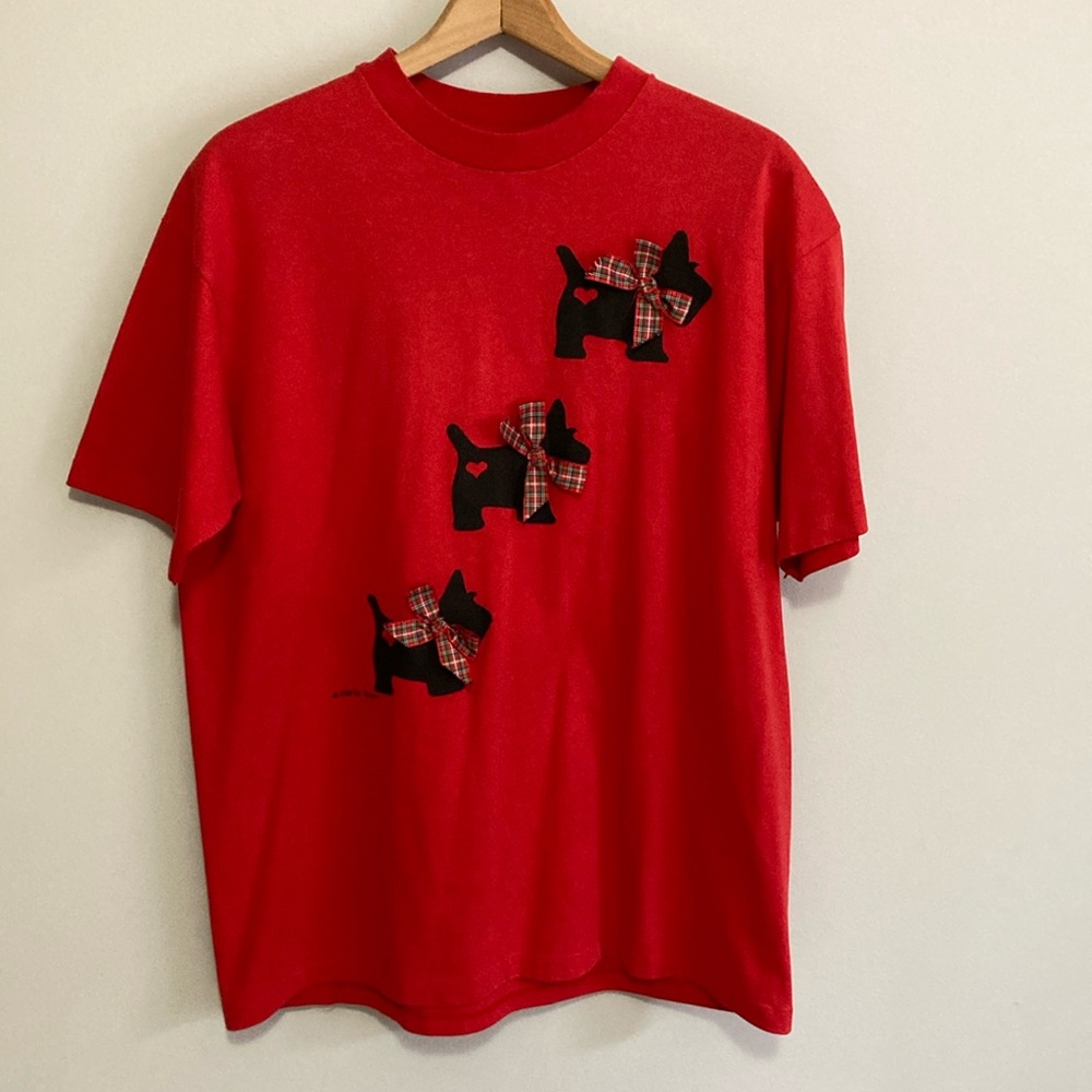 Vintage 1988 Vicki Melhart Scotty Dog T-shirt, extra large crew neck, oversized